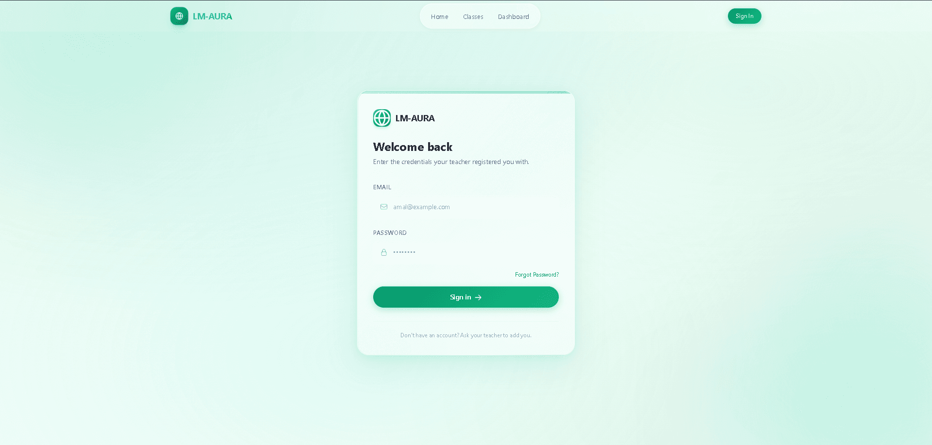 LM-AURA - Sign-in page