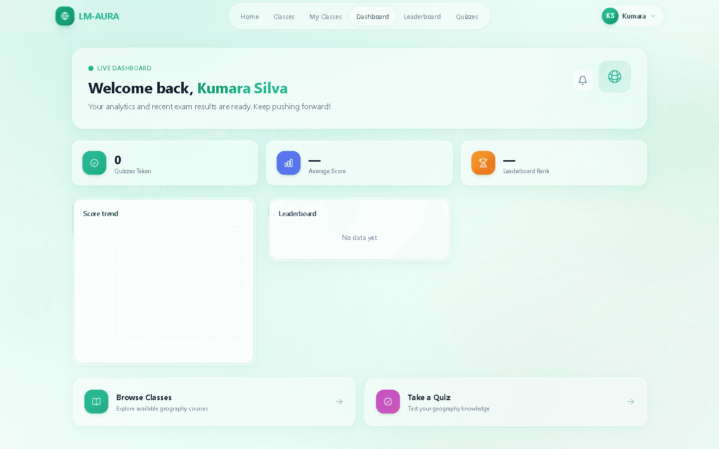 LM-AURA - Student dashboard